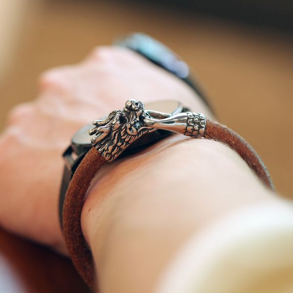 

men bracelet leather bracelet for men animal dragon geniune leather charm bracelets & bangles male fashion jewelry men's homme, Red;blue