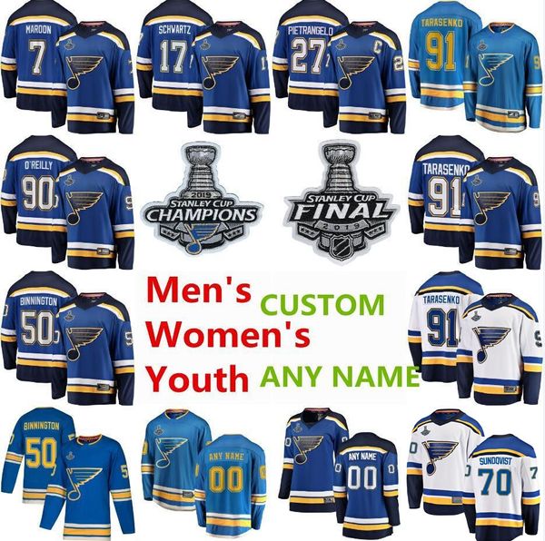 

2019 stanley cup champions st louis blues hockey jerseys vladimir tarasenko jersey alex pietrangelo ryan o'reilly binnington pat maroon, Black;red