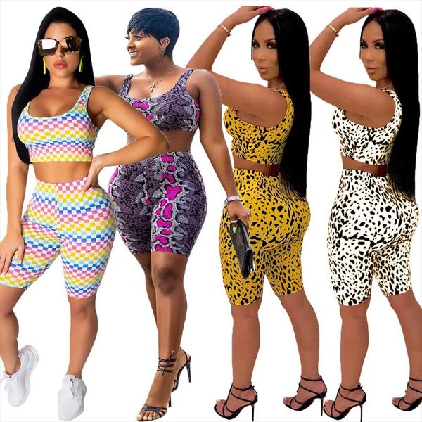 

2019 womens summer casual shinny tube shorts bodycon two piece set outfits short sport leopard printed jumpsuit sets, Gray