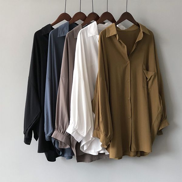 

myzyqg women retro tencel shirts blouse blusas mujer fashion korean vintage fall loose slim shirt elegant streetwear ropa, White