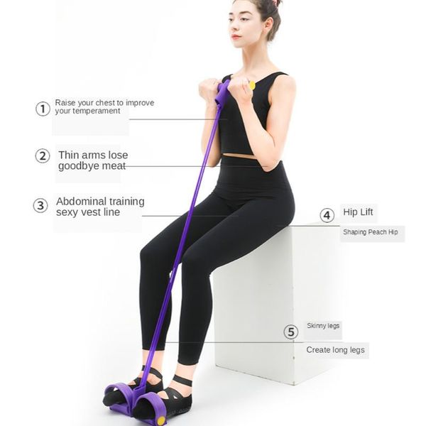 

multi function pedal resistance band body stretch fitness pedal exerciser arms legs tension rope bands