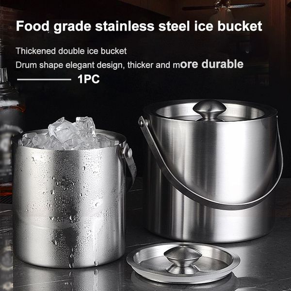 

двустенных изолированный с крышкой из нержавеющей стали 2l ведерке со льдом