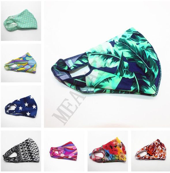 

quick dry fashion face mask floral leopard dots cartoon masks with filter slot facemask double layer one piece ice cool mouth cover d81002, Blue