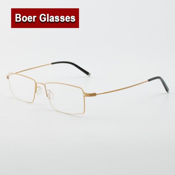 

new arrived fashion men's pure titanium eyeglasses halfrim optical frame rx able spectacle reading myopia eye glasses lr8963, Black