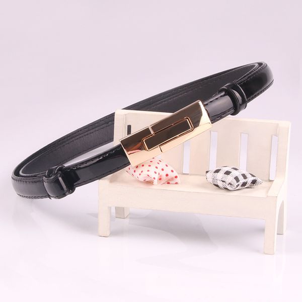 

sweet fashion women's belt korean version of the patent leather ladies adjusting the buckle belt, candy color belt width style, Black;brown