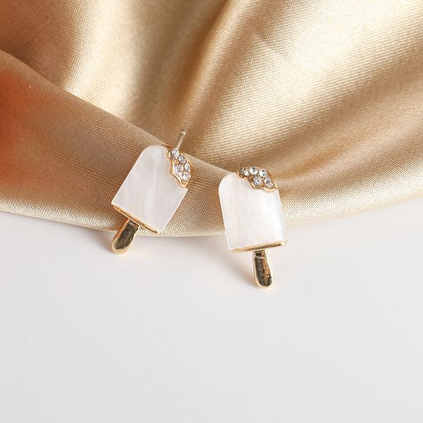 

stud cute crystal cream earrings for women summer diy jewelry small children gifts femme brincos, Golden;silver