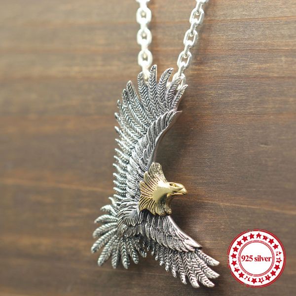 

s925 sterling silver pendant personality classic fashion indian style feather eagle feathers send jewelry gift of lover