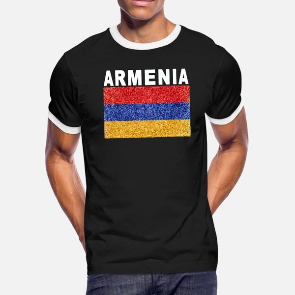 

armenia flag stained glass effect design t shirt men designer cotton o neck formal fit fashion spring autumn vintage shirt