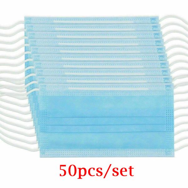 

disposable filter cotton and mask blue 3-layer nonwoven protective face mask anti pm2.5 breathable facial dust mask ship with 48hrs1