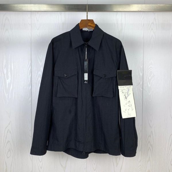 

ghost piece overshirt cotton nylon tela t0ney fashion work shirt jacket men women island coat mens windbreaker long sleeve stone jacket, Black;brown
