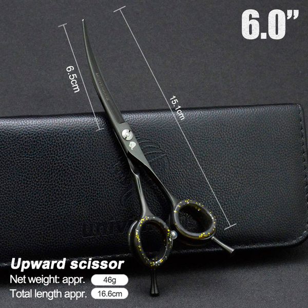 

6" cat scissors pet dog grooming scissors up curved shears pet animal hair horse shears upward hair cutting tools vg10