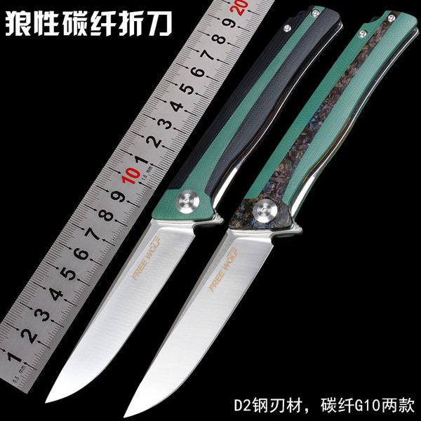

big-size light weight carbon fiber g10 non-slip handle d2 sharp steel blade folding camping hunting tactical knife tool