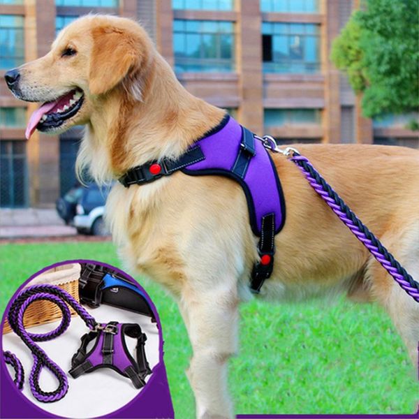 

pet collar large dog harnesses color nylon traction rope vest leash set walk the dog chain for medium large pet supplies