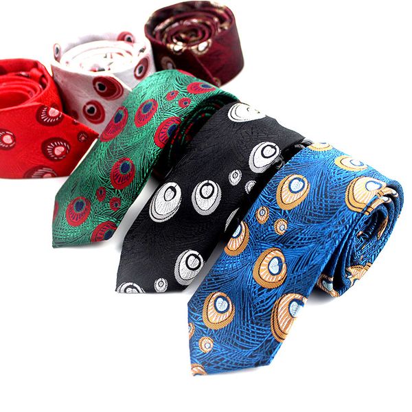 

men's necktie 6cm narrow fashion casual peacock feather green tie mens tie men gift, Black;gray