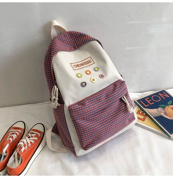 

new fresh plaid backpack women schoolbag female harajuku student backpack junior high school student mori girl small