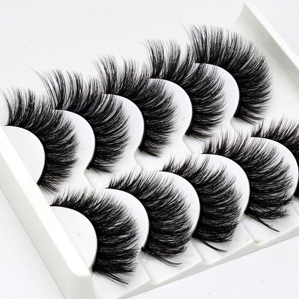 

false eyelashes natural handmade 5pairs mink lashes soft extension fake for makeup