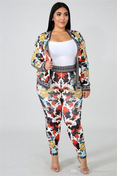 

set long pants floral print sport style female clothing fashion zipper casual apparel womens designer 2pcs, White