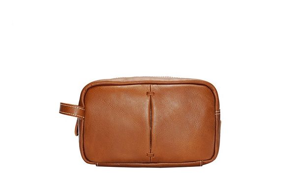 

genuine leather casual solid wash bag soft cow skin cosmetic bag