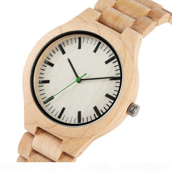 

men's handmade quartz wooden watch supperlight natural wooden watch durable maple watches adjustable strap, Slivery;brown