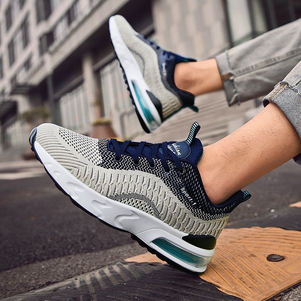 

2020 gradient mesh men causal shoes male spring men casual lightweight shoes sneakers lace-up flats breathable sapato masculino, Black