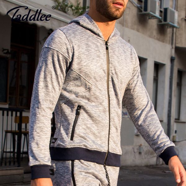 

taddlee марка мужские толстовки streatwear молния с длинным рукавом футболка хлопок синий человек крупногабаритные натяжные мальчиков куртка, Black;blue