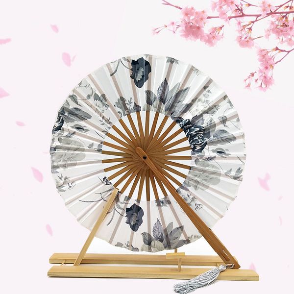

round windmill fan wind cherry blossom chinese flower bamboo folding hand fan wedding dance favor pocket gift