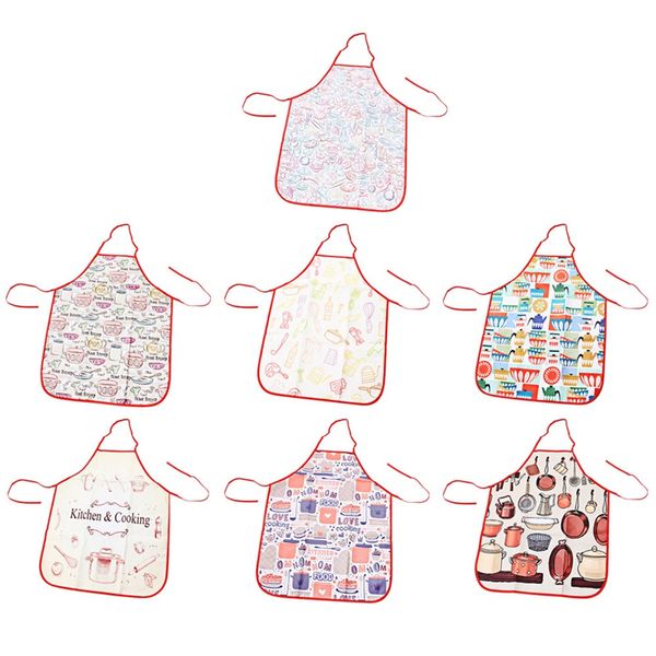 

1 pcs kitchen apron colorful cartoon spoon fork printed sleeveless cotton linen aprons men women home cleaning tools