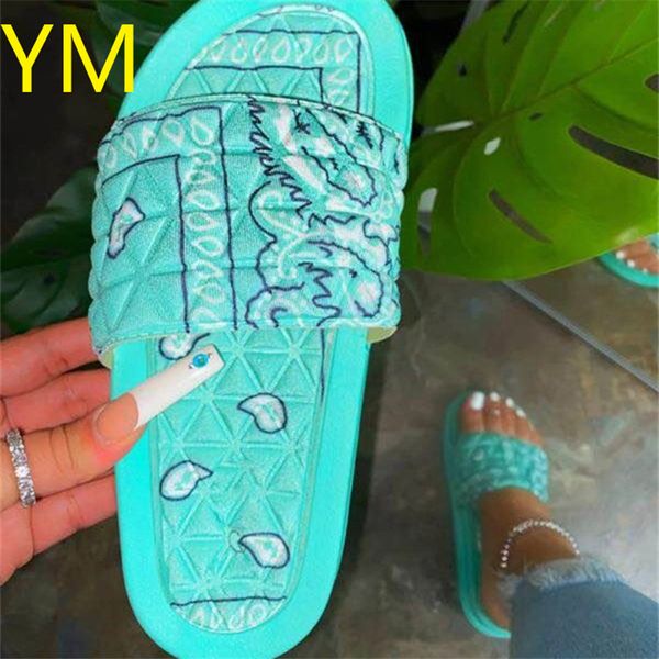 

new 2020 fashion summer women sandals comfy bandana slip-on shoes ladies flat beach sandals outdoor holiday flip flops 35-43, Black