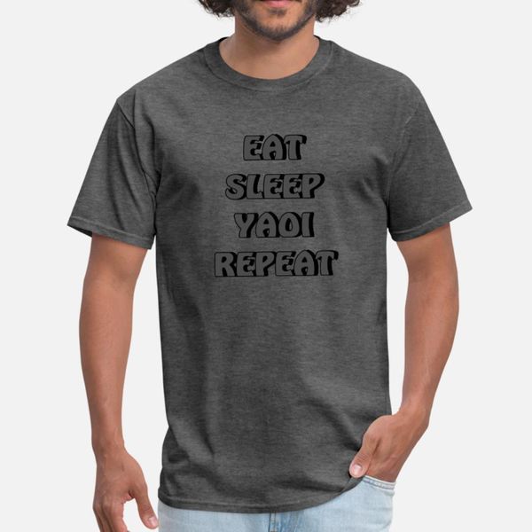 

eat sleep yaoi repeat anime otaku t shirt men knitted tee shirt round collar pictures sunlight comical spring novelty shirt