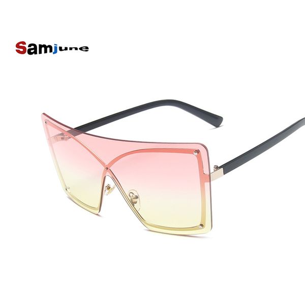 

samjune fashion oversized sunglasses brand designer women goggle sun glasses gradient square vintage sunglasses uv400 shades, White;black