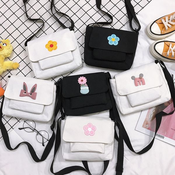 

lovely women canvas bag printed square female shoulder crossbody bags fashion casual ladies girls canvas shoulder bags handbags