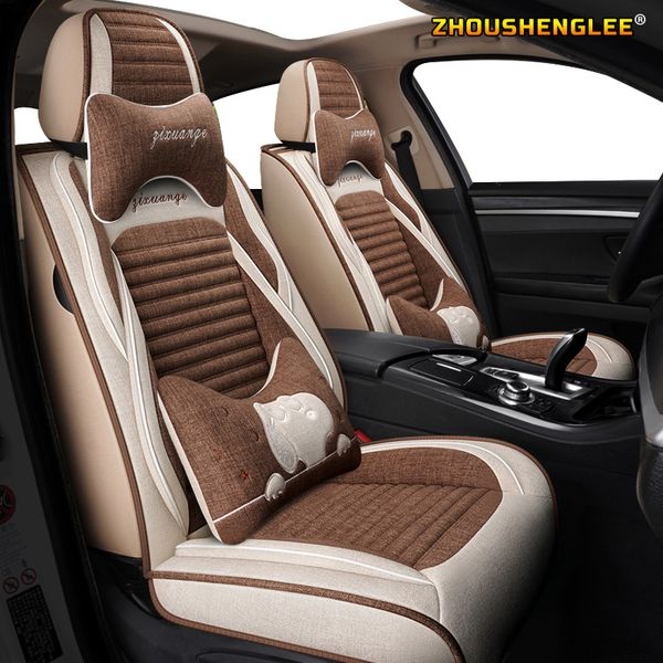 

zhoushenglee flax car sear covers for kia k2 k5 planull rio optima cerato forte soul sportage sportage r carnival seat c