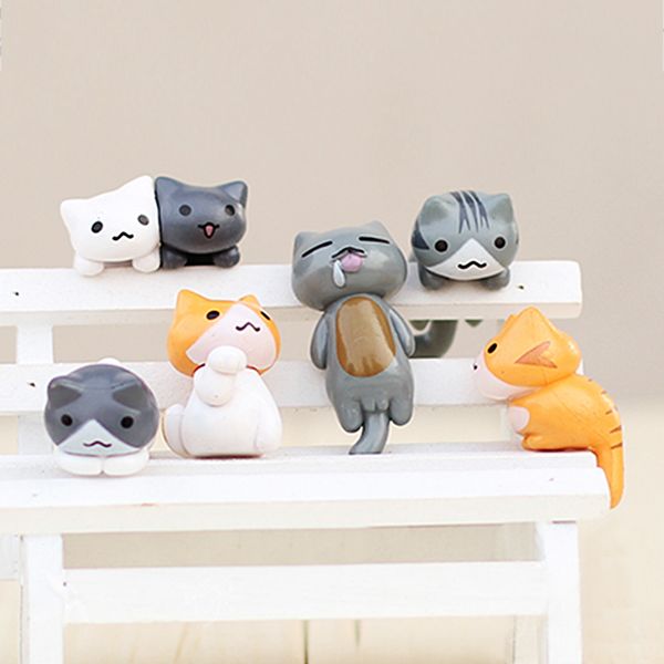 

6pc crawling cat figure fairy garden accessories miniature fairies dollhouse