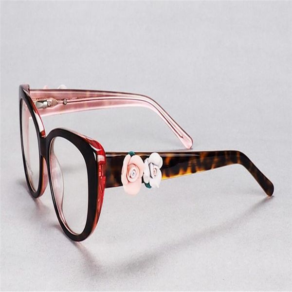 

flower decoration women fashion acetate full rim progressive multi-focal lens eyewear frame see near far reading eyeglasses, White;black