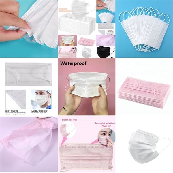 

disposable family anti-dust 3-layers face stock mask productive ship in 24 hours masques black pink white