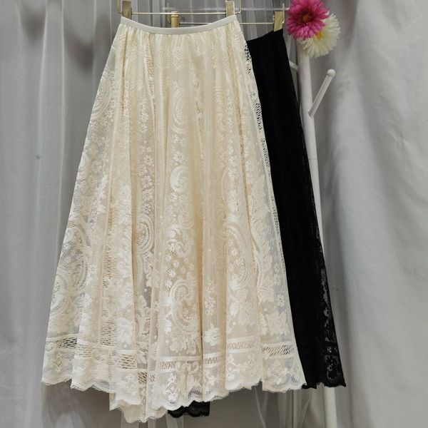 

2020 spring and autumn sweet lace elastic waist skirt slimming skirt, Black