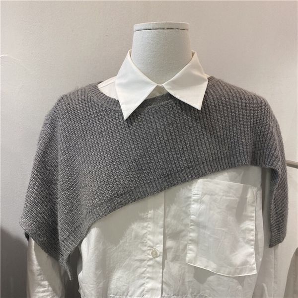 

scarves ouoi shawl with net red shirt autumn and winter skirt knotted knitted scarf women, Blue;gray