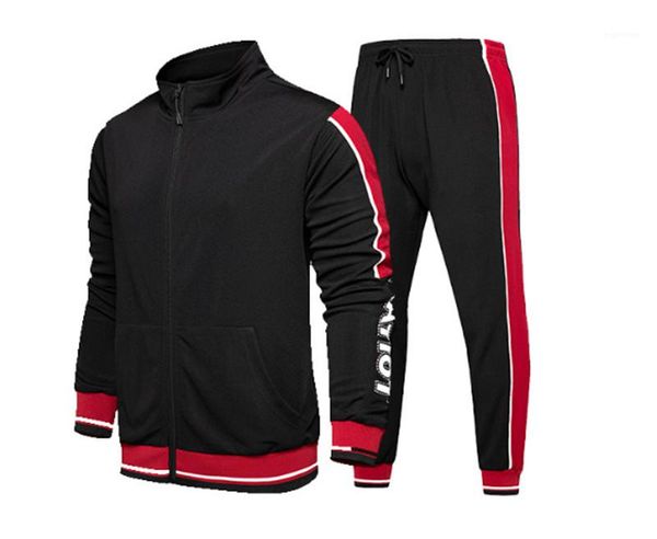 

hooded mens 2pcs sets long pants casual solid color males clothing mens designer tracksuits fashion panelled pocket, Gray