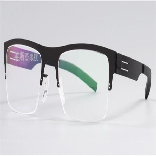

mongoten fashion new alloy half rim clear lens myopia eyewear frame silver optical eyeglasses goggle frame, Black