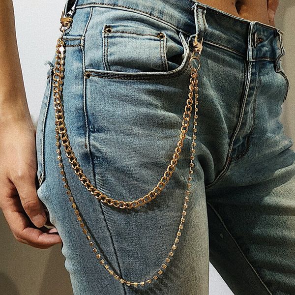 

metal trousers pant chain gold wallet belt silver ring clip keyring hiphop trendy jewelry rock punk jeans keychain, Black;brown