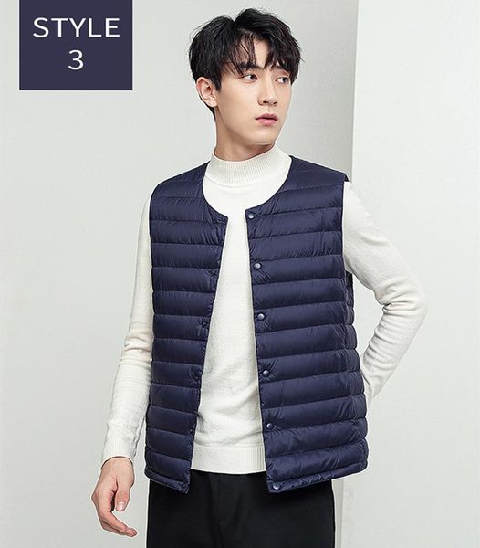

selling 2020 new mens down jacket european american light thin short round neck slim fit casual autumn winter coat solid color down vest, Black