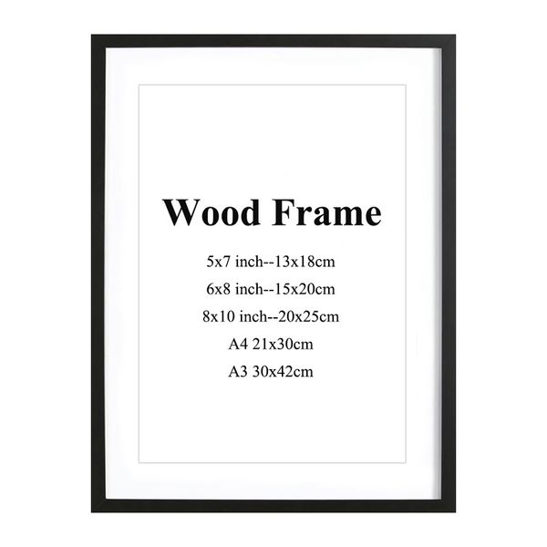 

nature solid simple wooden frame a4 a3 black white pink color picture p frame with mats for wall mounting hardware included