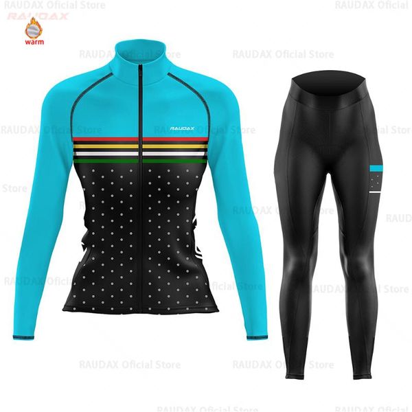 

new cycling jersey women long sleeve zootekoi winter fleece cycling clothing mtb bib pants set blusas mujer de moda 2020, Black;blue
