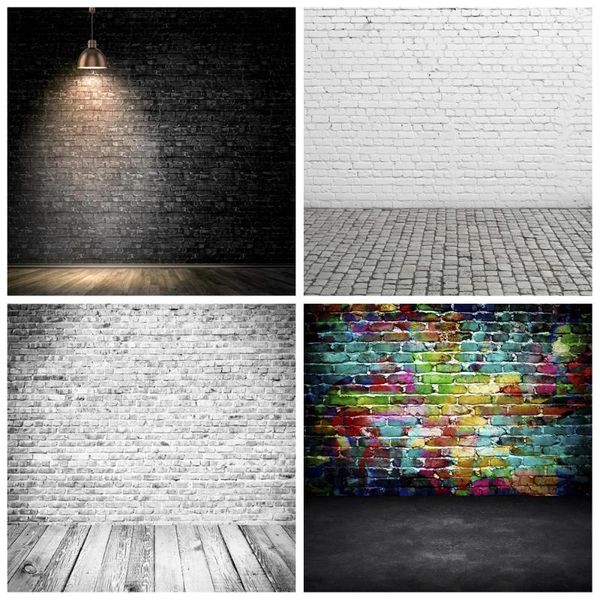 

background material laeacco dark brick wall shiny spotlight wooden floor stage baby portrait po pographic backdrop studio