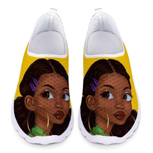 

afro art women shoes summer mesh breathable woman shoes fashion sneakers soft comfortable slip on women's zapatos de mujer, Black