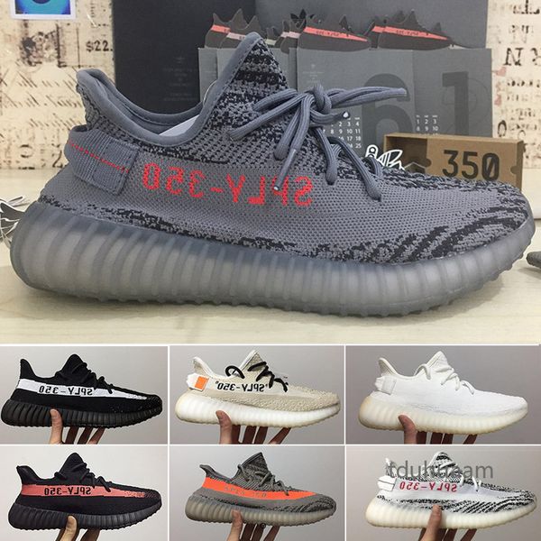 

v2 kanye west triple white bred butter teach red men women green-core zebra sports sp training sneakers nanso, Black