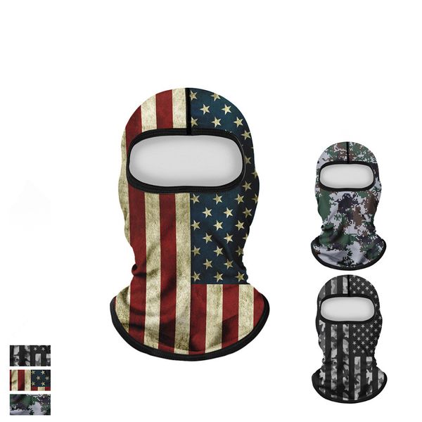 

american flag printing face mask dust-proof windproof sunscreen hooded camouflage cycling mask reusable washable masks cca12144 30pcs, Black
