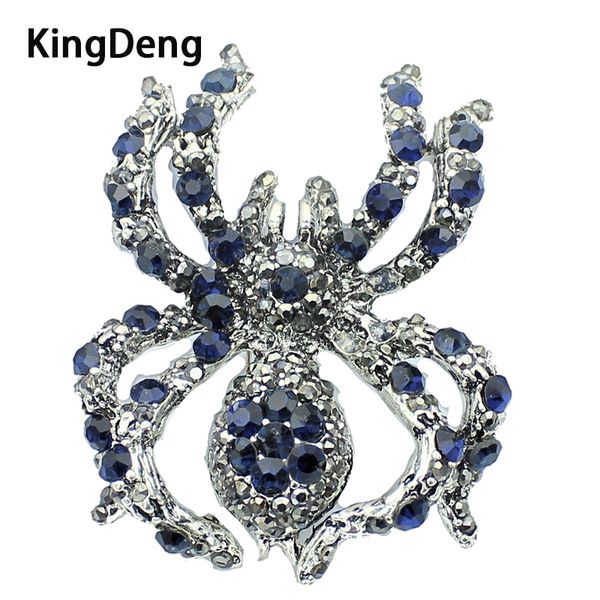 

spider insect big brooches for women large accessories metal rhinestone enamel pins blue enamel brooch lapel pin men jewelry, Gray