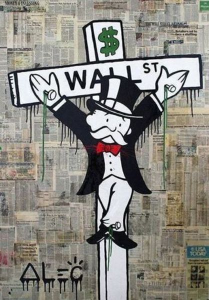 

alec monopoly banksy crucified home decor handpainted &hd print oil painting on canvas wall art canvas pictures 200817