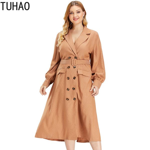

tuhao 2020 spring trench coat for women oversize elegant lady windbreaker plus size 4xl 3xl long coat casual dress wm12, Tan;black